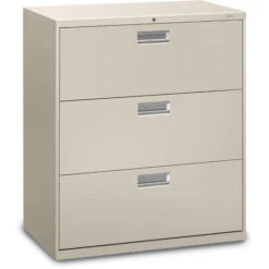 HON Brigade 600 Series 3-Drawer Lateral File With Locks (36"Wx19-1/4"D)