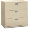 HON Brigade 600 Series 3-Drawer Lateral File With Locks (42"Wx19-1/4"D)