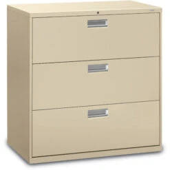 HON Brigade 600 Series 3-Drawer Lateral File With Locks (42"Wx19-1/4"D)