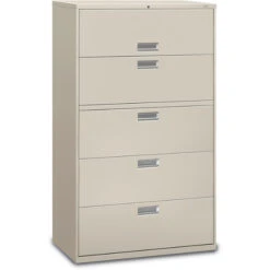 HON Brigade 600 Series 5-Drawer Lateral File With Locks (42"Wx19-1/4"D)