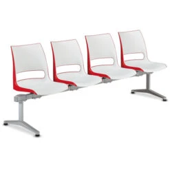 Doni® Tandem Seating - Polypropylene - No Arm, TWO-TONE, 4 Seat, 0 In-Line Table