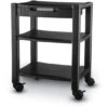 Three Shelf Desk-Side Mobile Printer Stand With Organizing Drawer