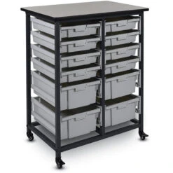 Luxor Mobile Bin System - Double Row - 8 Small And 4 Large