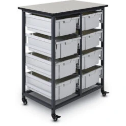 Luxor Mobile Bin System - Double Row - 8 Large Bins