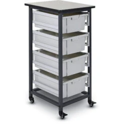 Luxor Mobile Bin System - Single Row - 4 Large Bins