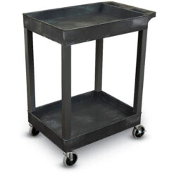 Luxor Compact Plastic Utility Cart - 2 Shelf (Tub/Tub)