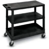 Luxor EC Series Plastic Utility Cart - 3 Shelf (Flat/Flat/Tub) -Office Supplies Shop LEC 3FFT 1