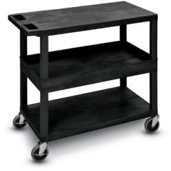 Luxor EC Series Plastic Utility Cart - 3 Shelf (Flat/Tub/Flat)