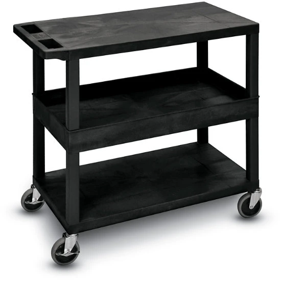 Luxor EC Series Plastic Utility Cart - 3 Shelf (Flat/Tub/Flat) 3 Luxor EC Series Plastic Utility Cart - 3 Shelf (Flat/Tub/Flat)
