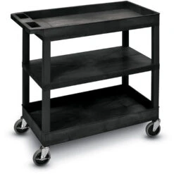 Luxor EC Series Plastic Utility Cart - 3 Shelf (Tub/Flat/Tub)