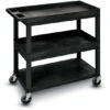 Luxor EC Series Plastic Utility Cart - 3 Shelf (Tub/Tub/Flat) -Office Supplies Shop LEC 3TTF 1