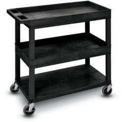 Luxor EC Series Plastic Utility Cart - 3 Shelf (Tub/Tub/Flat)