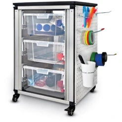 Luxor Modular Classroom Storage Cabinet - Single Module With 3 Large Bins 12 Luxor Modular Classroom Storage Cabinet - Single Module With 3 Large Bins -Office Supplies Shop LXM 1S3 5