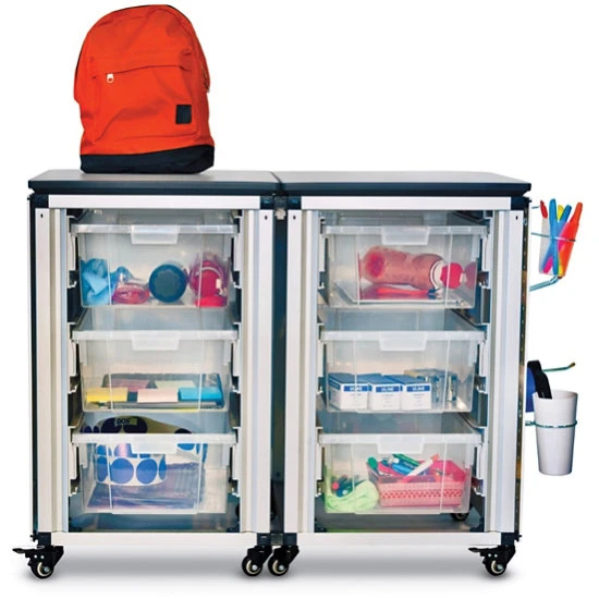 Luxor Modular Classroom Storage Cabinet - 2 Side-by-side Modules With 6 Large Bins 7 Luxor Modular Classroom Storage Cabinet - 2 Side-by-side Modules With 6 Large Bins - Image 5