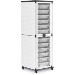 Luxor Modular Classroom Storage Cabinet - 2 Stacked Modules With 12 Small Bins