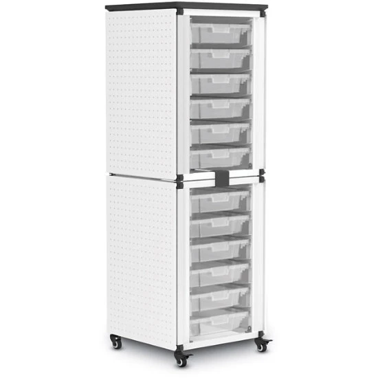 Luxor Modular Classroom Storage Cabinet - 2 Stacked Modules With 12 Small Bins 3 Luxor Modular Classroom Storage Cabinet - 2 Stacked Modules With 12 Small Bins