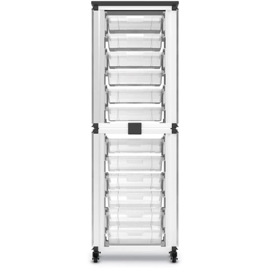 Luxor Modular Classroom Storage Cabinet - 2 Stacked Modules With 12 Small Bins 4 Luxor Modular Classroom Storage Cabinet - 2 Stacked Modules With 12 Small Bins - Image 2