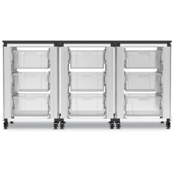 Luxor Modular Classroom Storage Cabinet - 3 Side-by-side Modules With 9 Large Bins 4 Luxor Modular Classroom Storage Cabinet - 3 Side-by-side Modules With 9 Large Bins - Image 2