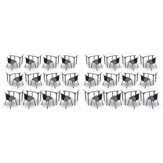 Apex Series 24 Markerboard Desk Classroom Pack W/ Chairs - 28"W Curve 3 Apex Series 24 Markerboard Desk Classroom Pack W/ Chairs - 28"W Curve