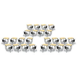 Apex Series 24 Desk Classroom Pack W/ Chairs - 28"W Curve