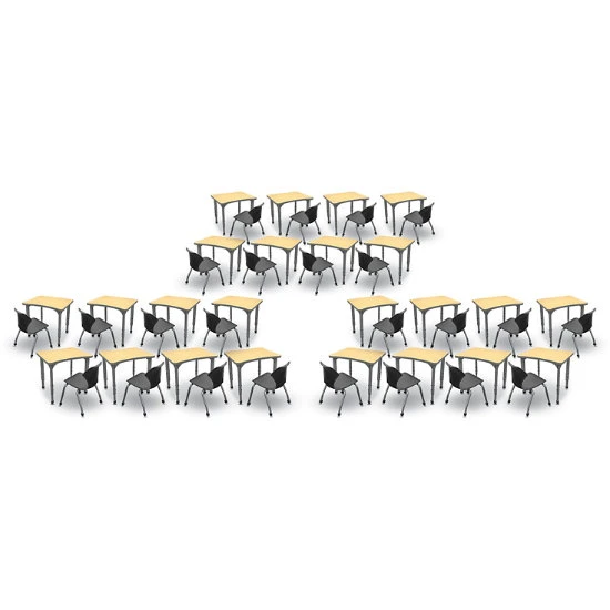 Apex Series 24 Desk Classroom Pack W/ Chairs - 28"W Curve 3 Apex Series 24 Desk Classroom Pack W/ Chairs - 28"W Curve