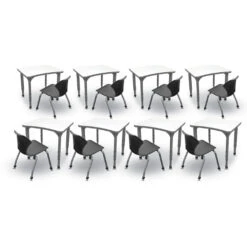 Apex Series 8 Markerboard Desk Classroom Pack W/ Chairs - 28"W Curve