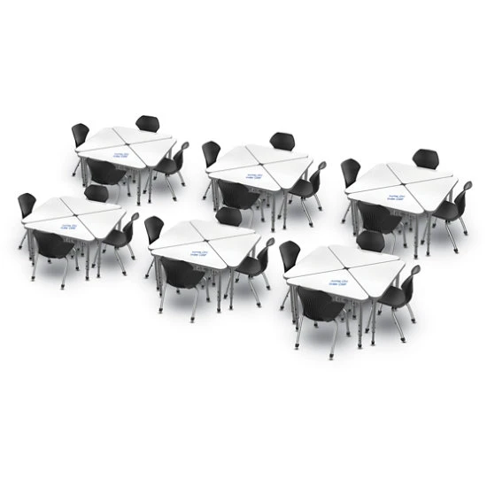 Apex™ Series 24 Markerboard Desk Classroom Pack W/ Chairs - Triangle 4 Apex™ Series 24 Markerboard Desk Classroom Pack W/ Chairs - Triangle - Image 2