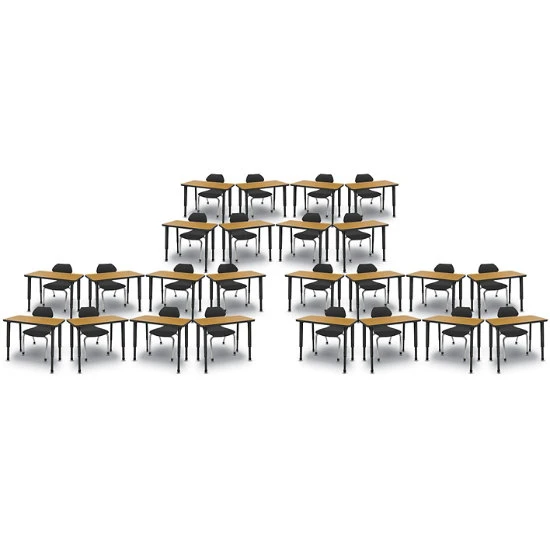 Apex Series 24 Desk Classroom Pack W/ Chairs - Rectangle 3 Apex Series 24 Desk Classroom Pack W/ Chairs - Rectangle