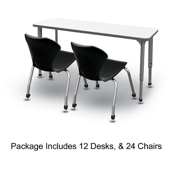 Apex Series 24 Markerboard Desk Classroom Pack W/ Chairs - 60"Wx20"D Rectangle 3 Apex Series 24 Markerboard Desk Classroom Pack W/ Chairs - 60"Wx20"D Rectangle