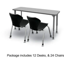 Apex Series 24 Desk Classroom Pack W/ Chairs - 60"Wx20"D Rectangle