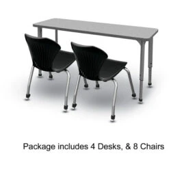 Apex Series 8 Desk Classroom Pack W/ Chairs - 60"Wx20"D Rectangle
