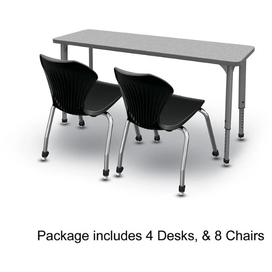 Apex Series 8 Desk Classroom Pack W/ Chairs - 60"Wx20"D Rectangle 3 Apex Series 8 Desk Classroom Pack W/ Chairs - 60"Wx20"D Rectangle