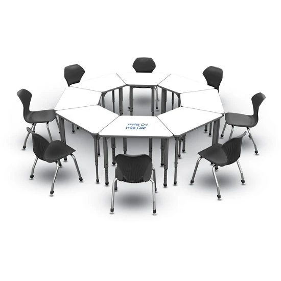 Apex™ Series 8 Markerboard Desk Classroom Pack W/ Chairs - Trapezoid 3 Apex™ Series 8 Markerboard Desk Classroom Pack W/ Chairs - Trapezoid