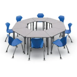 Apex Series 8 Desk Classroom Pack W/ Chairs - Trapezoid