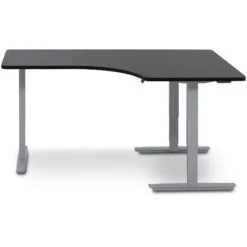 ML Series Height Adjustable Table: 3-Stage 3 Column L-Shape Single Surface