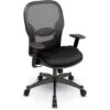Breathable Mesh Back And Fabric Seat Manager's Chair With Adjustable Arms, Adjustable Lumbar And Industrial Steel Base