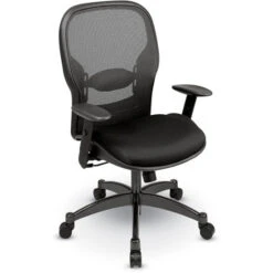 Breathable Mesh Back And Fabric Seat Manager's Chair With Adjustable Arms, Adjustable Lumbar And Industrial Steel Base