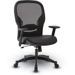 Breathable Mesh Back And Bonded Leather Seat Manager's Chair With Adjustable Arms, Adjustable Lumbar And Gunmetal Finish Base