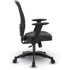 Breathable Mesh Back And Bonded Leather Seat Manager's Chair With Adjustable Arms, Adjustable Lumbar And Gunmetal Finish Base 7 Breathable Mesh Back And Bonded Leather Seat Manager's Chair With Adjustable Arms, Adjustable Lumbar And Gunmetal Finish Base -Office Supplies Shop MRX 24 3