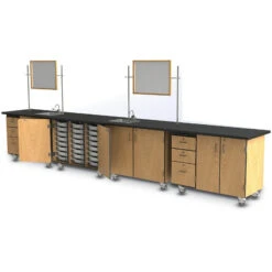 Mobile Science Cabinet - With Shelving, Chem-Res Top And Whiteboard / Mirror 5 Mobile Science Cabinet - With Shelving, Chem-Res Top And Whiteboard / Mirror -Office Supplies Shop NPMSC 1S 2