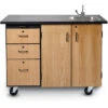Mobile Science Cabinet - With External Drawers & Pegboard, Chem-Res Top And Sink 2 Mobile Science Cabinet - With External Drawers & Pegboard, Chem-Res Top And Sink -Office Supplies Shop NPMSC 3S 1