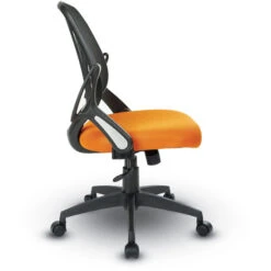 Screen-Back Task Chair W/ Fabric Seat, Flip Up Arms & DW Carpet Casters -Office Supplies Shop O692 N 3