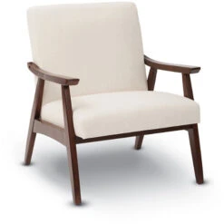 Davis Wide Fabric Armchair With Solid Wood Frame