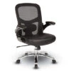 B&T Mesh Back Black Bonded Leather Executive Chair W/ Adj. Lumbar, Adj. Arms & Chrome Base -Office Supplies Shop OEBT L C 1