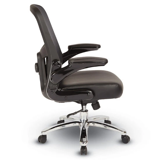 B&T Mesh Back Black Bonded Leather Executive Chair W/ Adj. Lumbar, Adj. Arms & Chrome Base 4 B&T Mesh Back Black Bonded Leather Executive Chair W/ Adj. Lumbar, Adj. Arms & Chrome Base - Image 2