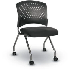 Deluxe Armless Folding Chairs W/ Silver/Metal Back, Caster & TitaniumFinish - 2 Pack