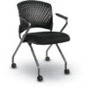 Deluxe Folding Chairs W/ Ventilated Plastic Wrap Around Back, Arms & Titanium Finish - 2 Pack -Office Supplies Shop OFC 84330R 1