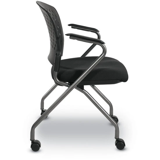 Deluxe Folding Chairs W/ Ventilated Plastic Wrap Around Back, Arms & Titanium Finish - 2 Pack 4 Deluxe Folding Chairs W/ Ventilated Plastic Wrap Around Back, Arms & Titanium Finish - 2 Pack - Image 2