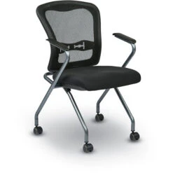 Deluxe Folding Chairs W/ ProGrid® Back, Arms & Titanium Finish - 2 Pack