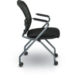 Deluxe Folding Chairs W/ ProGrid® Back, Arms & Titanium Finish - 2 Pack -Office Supplies Shop OFC 84440 3